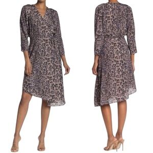 JOIE ACANTHA WRAP ANIMAL PRINT MIDI DRESS SIZE SMALL